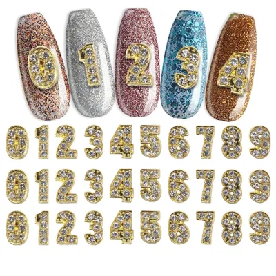 Ciondoli per unghie in acrilico Numero con strass Ciondoli con numeri per nail art